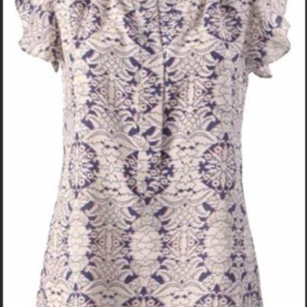 cAbi cream and purple blouse